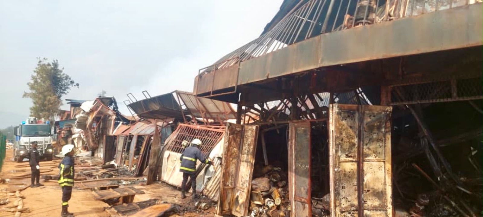A section of the Gakiriro business complex in Kigali City has burned down completely.