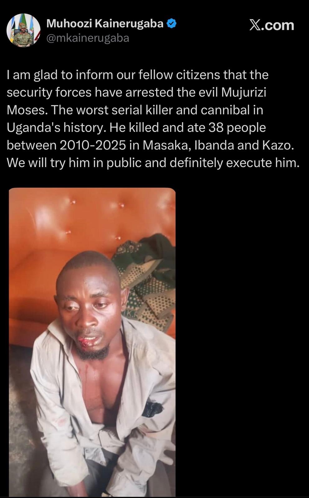 General Muhoozi's X Screenshot